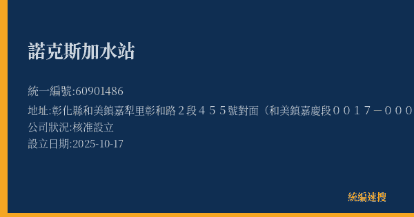 諾克斯加水站的照片-統編 60901486(彰化縣) 公司登記資料與營業項目詳細圖表