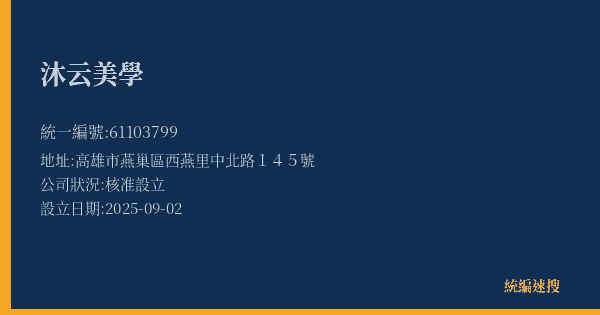 沐云美學的照片-統編 61103799(高雄市) 公司登記資料與營業項目詳細圖表