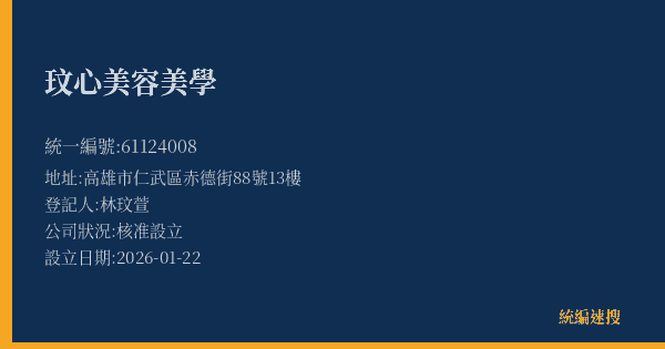 玟心美容美學的照片-統編 61124008(高雄市) 公司登記資料與營業項目詳細圖表