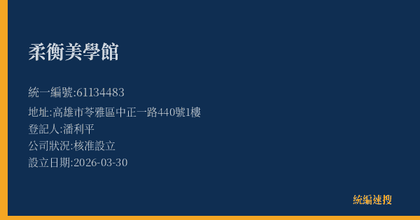柔衡美學館的照片-統編 61134483 公司登記資料與營業項目詳細圖表