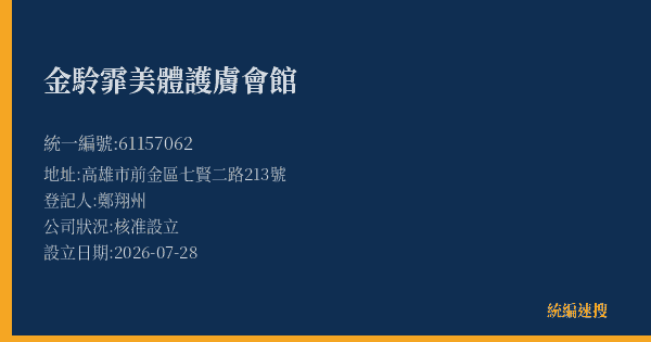 金駖霏美體護膚會館的照片-統編 61157062(高雄市) 公司登記資料與營業項目詳細圖表