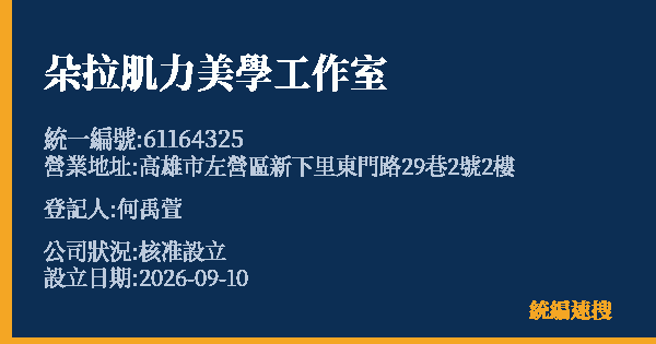 朵拉肌力美學工作室的照片-統編 61164325(高雄市) 公司登記資料與營業項目詳細圖表