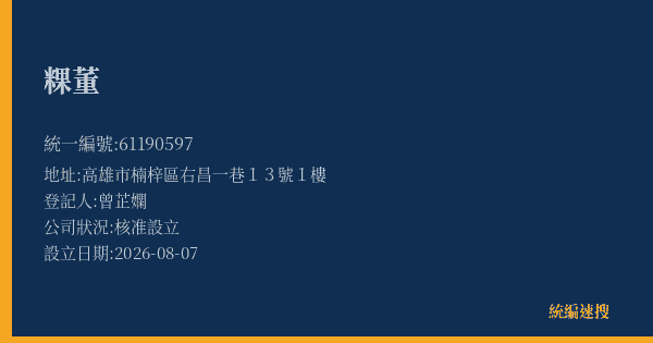 粿董的照片-統編 61190597(高雄市) 公司登記資料與營業項目詳細圖表