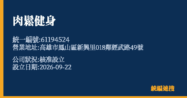 肉鬆健身的照片-統編 61194524(高雄市) 公司登記資料與營業項目詳細圖表