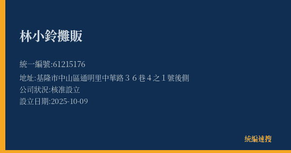 林小鈴攤販的照片-統編 61215176(基隆市) 公司登記資料與營業項目詳細圖表