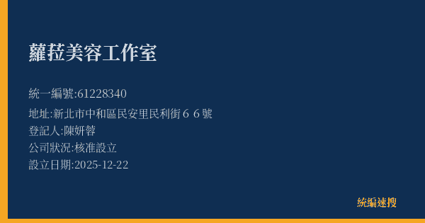 蘿菈美容工作室的照片-統編 61228340(新北市) 公司登記資料與營業項目詳細圖表