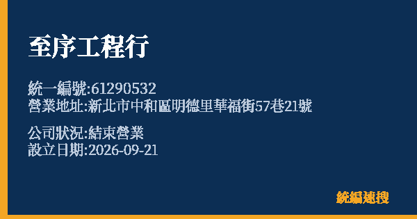 至序工程行的照片-統編 61290532(新北市) 公司登記資料與營業項目詳細圖表