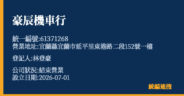 豪辰機車行的照片-統編 61371268 公司登記資料與營業項目詳細圖表