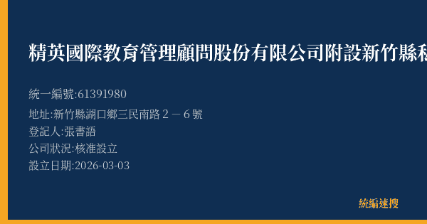 精英國際教育管理顧問股份有限公司附設新竹縣私立精英國際幼兒園的照片-統編 61391980(新竹縣) 公司登記資料與營業項目詳細圖表