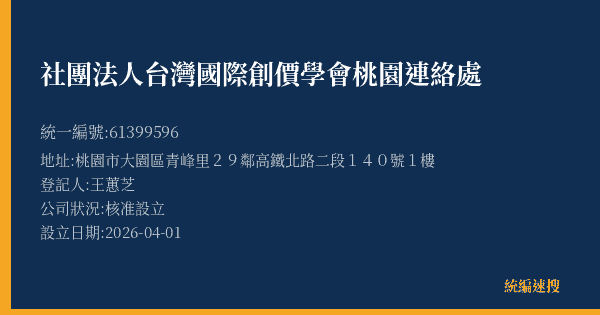 社團法人台灣國際創價學會桃園連絡處的照片-統編 61399596(桃園市) 公司登記資料與營業項目詳細圖表
