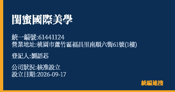 閨蜜國際美學的照片-統編 61441124(桃園市) 公司登記資料與營業項目詳細圖表