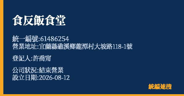 食反飯食堂的照片-統編 61486254 公司登記資料與營業項目詳細圖表