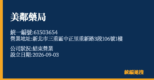 美鄰藥局的照片-統編 61503654 公司登記資料與營業項目詳細圖表