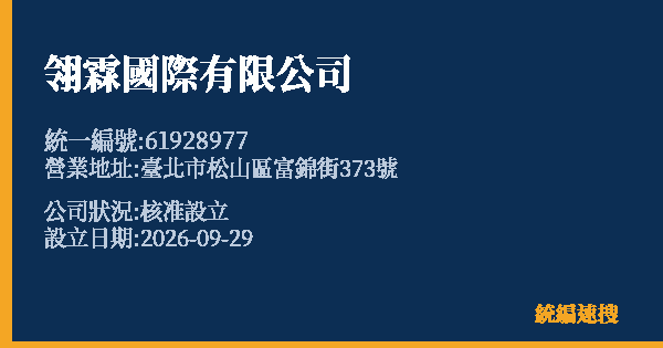 翎霖國際有限公司的照片-統編 61928977(臺北市) 公司登記資料與營業項目詳細圖表