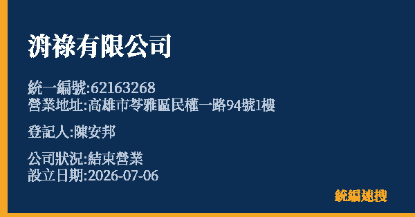洀祿有限公司的照片-統編 62163268 公司登記資料與營業項目詳細圖表