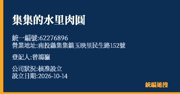 集集的水里肉圓的照片-統編 62276896(南投縣) 公司登記資料與營業項目詳細圖表