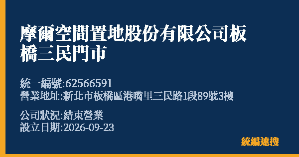摩爾空間置地股份有限公司板橋三民門市的照片-統編 62566591(新北市) 公司登記資料與營業項目詳細圖表