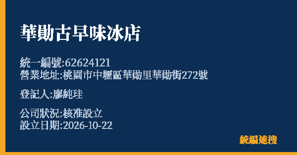 華勛古早味冰店的照片-統編 62624121(桃園市) 公司登記資料與營業項目詳細圖表