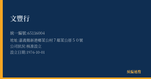 文豐行的照片-統編 65116004(嘉義縣) 公司登記資料與營業項目詳細圖表
