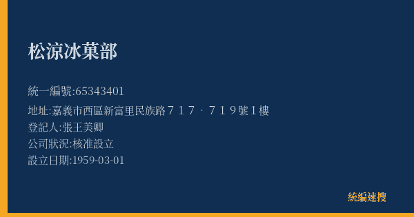 松涼冰菓部的照片-統編 65343401(嘉義市) 公司登記資料與營業項目詳細圖表