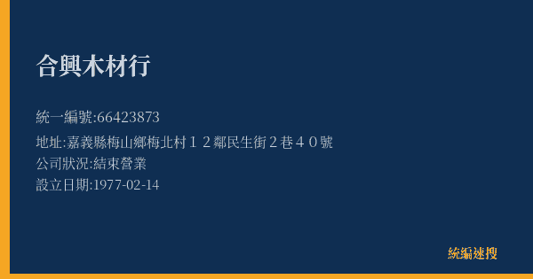 合興木材行的照片-統編 66423873(嘉義縣) 公司登記資料與營業項目詳細圖表