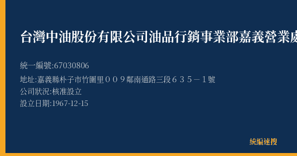 台灣中油股份有限公司油品行銷事業部嘉義營業處朴子加油站的照片-統編 67030806(嘉義縣) 公司登記資料與營業項目詳細圖表