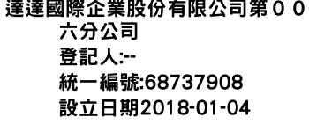 IMG-達達國際企業股份有限公司第００六分公司