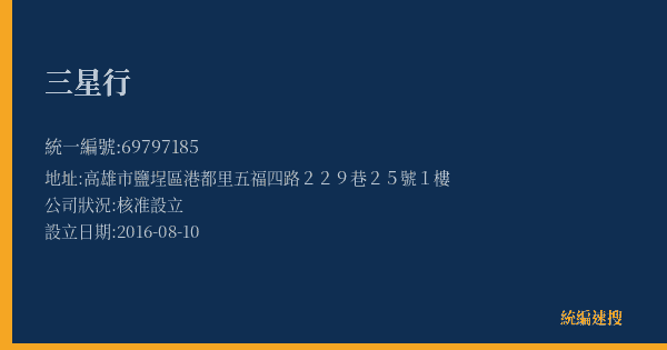 三星行的照片-統編 69797185(高雄市) 公司登記資料與營業項目詳細圖表