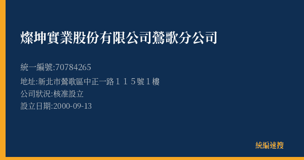 燦坤實業股份有限公司鶯歌分公司的照片-統編 70784265(新北市) 公司登記資料與營業項目詳細圖表