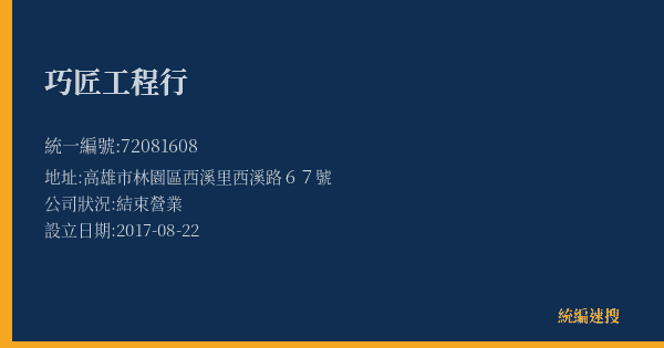 巧匠工程行的照片-統編 72081608 公司登記資料與營業項目詳細圖表