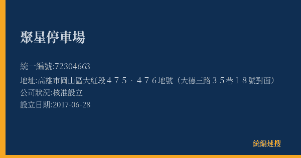聚星停車場的照片-統編 72304663(高雄市) 公司登記資料與營業項目詳細圖表