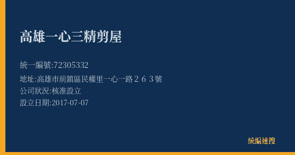 高雄一心三精剪屋的照片-統編 72305332(高雄市) 公司登記資料與營業項目詳細圖表