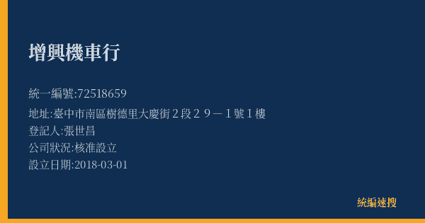 增興機車行的照片-統編 72518659(臺中市) 公司登記資料與營業項目詳細圖表