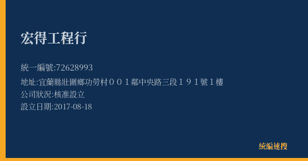宏得工程行的照片-統編 72628993(宜蘭縣) 公司登記資料與營業項目詳細圖表