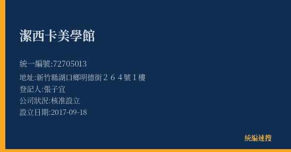 潔西卡美學館的照片-統編 72705013(新竹縣) 公司登記資料與營業項目詳細圖表