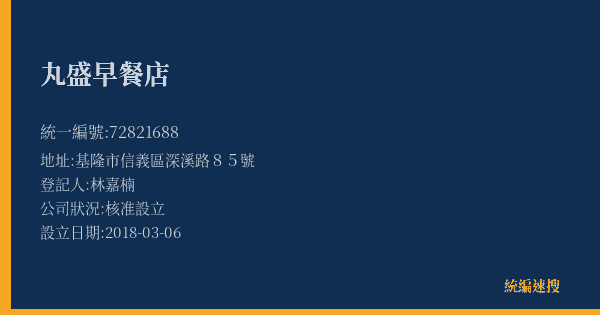 丸盛早餐店的照片-統編 72821688(基隆市) 公司登記資料與營業項目詳細圖表