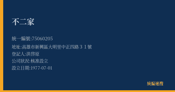 不二家的照片-統編 75060205(高雄市) 公司登記資料與營業項目詳細圖表