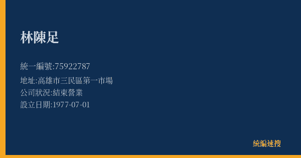 林陳足的照片-統編 75922787(高雄市) 公司登記資料與營業項目詳細圖表