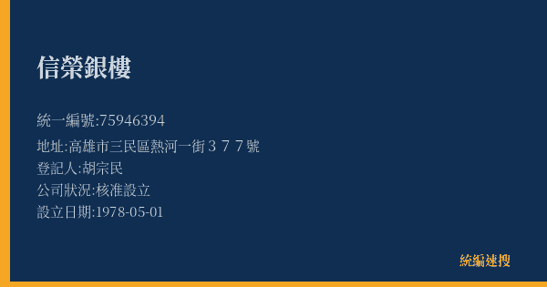 信榮銀樓的照片-統編 75946394(高雄市) 公司登記資料與營業項目詳細圖表