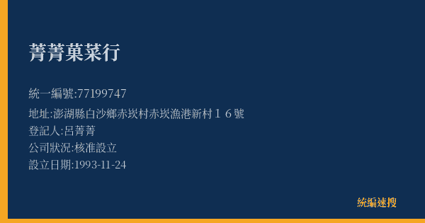 菁菁菓菜行的照片-統編 77199747(澎湖縣) 公司登記資料與營業項目詳細圖表