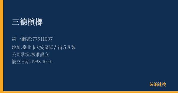 三德檳榔的照片-統編 77911097(臺北市) 公司登記資料與營業項目詳細圖表