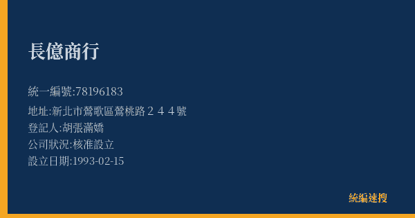 長億商行的照片-統編 78196183(新北市) 公司登記資料與營業項目詳細圖表