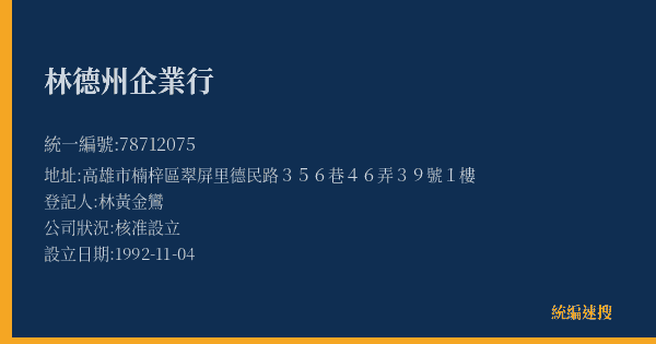 林德州企業行的照片-統編 78712075(高雄市) 公司登記資料與營業項目詳細圖表