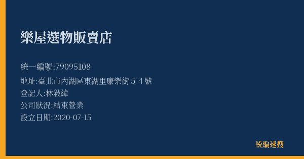 樂屋選物販賣店的照片-統編 79095108(臺北市) 公司登記資料與營業項目詳細圖表