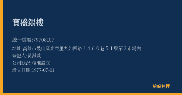 寶盛銀樓的照片-統編 79708107(高雄市) 公司登記資料與營業項目詳細圖表