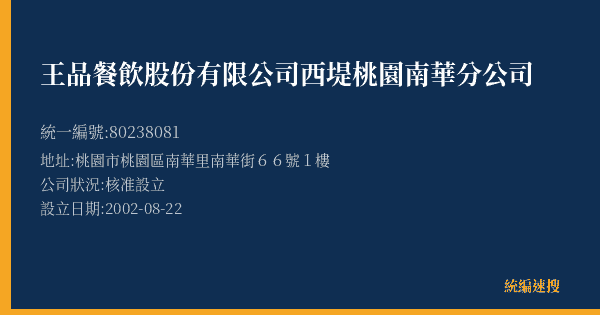 王品餐飲股份有限公司西堤桃園南華分公司的照片-統編 80238081(桃園市) 公司登記資料與營業項目詳細圖表