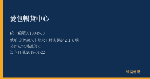 愛包暢貨中心的照片-統編 81304968(嘉義縣) 公司登記資料與營業項目詳細圖表
