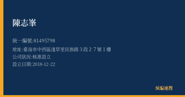 陳志峯的照片-統編 81495798(臺南市) 公司登記資料與營業項目詳細圖表
