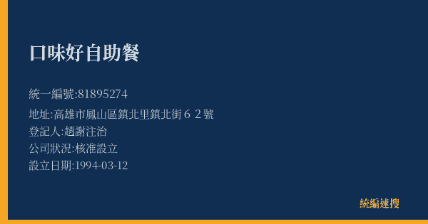 口味好自助餐的照片-統編 81895274(高雄市) 公司登記資料與營業項目詳細圖表