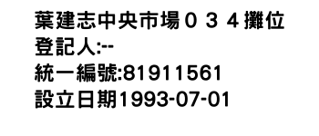 IMG-葉建志中央市場０３４攤位